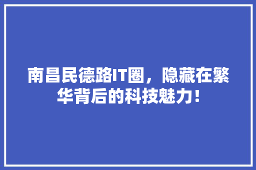 南昌民德路IT圈，隐藏在繁华背后的科技魅力！