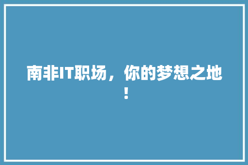 南非IT职场，你的梦想之地！ 神马SEO