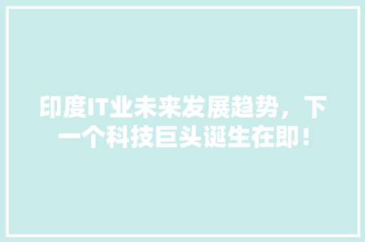 印度IT业未来发展趋势，下一个科技巨头诞生在即！ 搜狗SEO