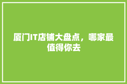厦门IT店铺大盘点，哪家最值得你去 GoogleSEO
