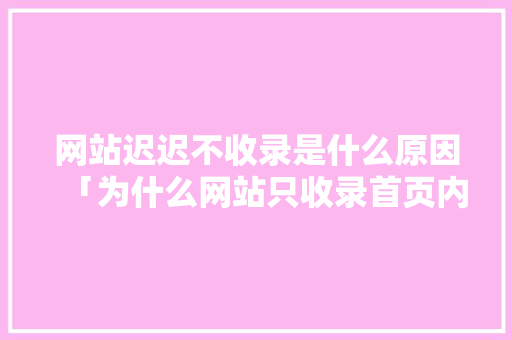 网站迟迟不收录是什么原因「为什么网站只收录首页内容」 网站迟迟不收录是什么原因「为什么网站只收录首页内容」 必应SEO
