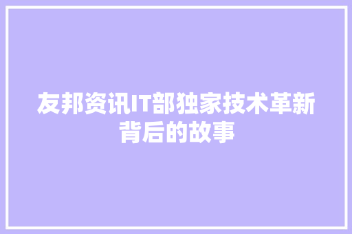 友邦资讯IT部独家技术革新背后的故事 必应SEO