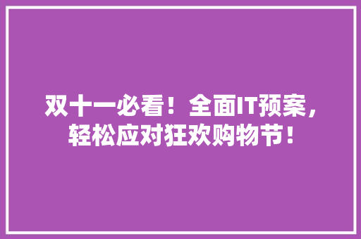双十一必看！全面IT预案，轻松应对狂欢购物节！ 百度SEO
