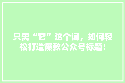 只需“它”这个词，如何轻松打造爆款公众号标题！ 必应SEO