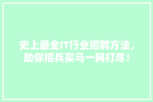 史上最全IT行业招聘方法，助你招兵买马一网打尽！ 百度SEO
