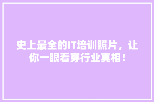 史上最全的IT培训照片，让你一眼看穿行业真相！ GoogleSEO
