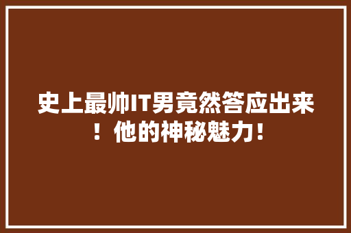 史上最帅IT男竟然答应出来！他的神秘魅力！ 搜狗SEO