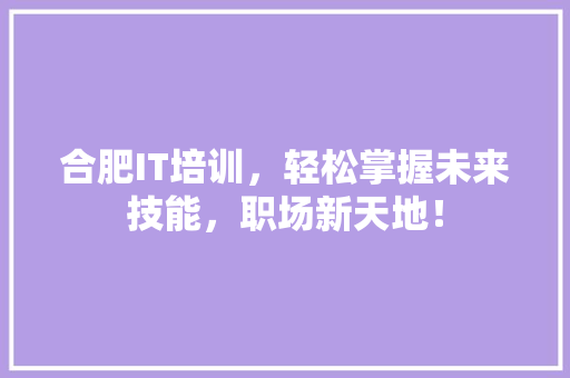 合肥IT培训，轻松掌握未来技能，职场新天地！ 神马SEO