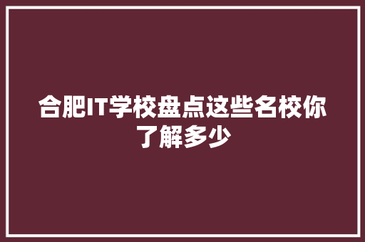 合肥IT学校盘点这些名校你了解多少 百度SEO