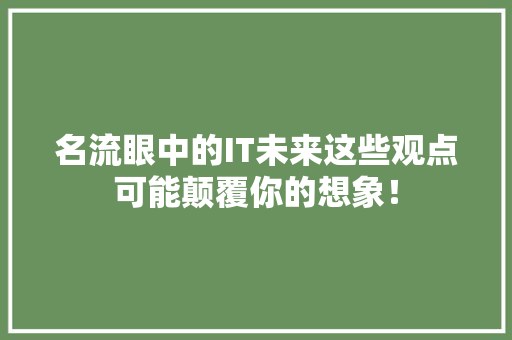 名流眼中的IT未来这些观点可能颠覆你的想象！ 神马SEO