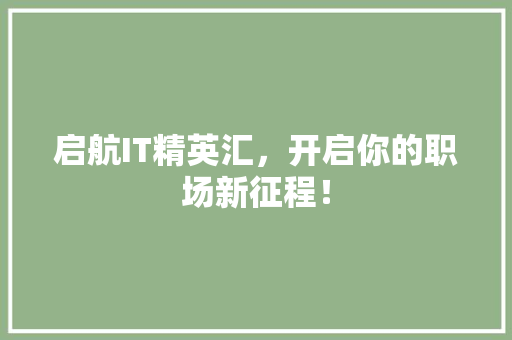 启航IT精英汇，开启你的职场新征程！ GoogleSEO