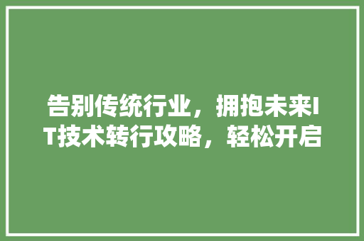 告别传统行业，拥抱未来IT技术转行攻略，轻松开启高薪人生！ 必应SEO