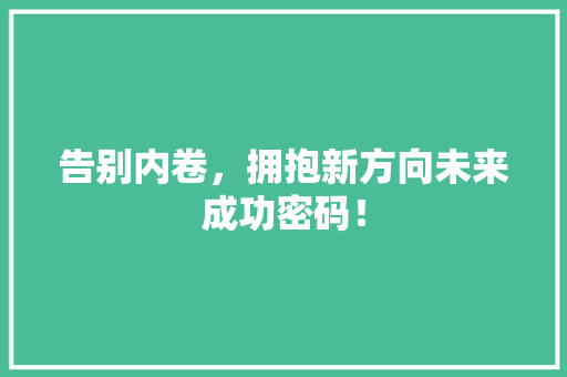 告别内卷，拥抱新方向未来成功密码！ 神马SEO