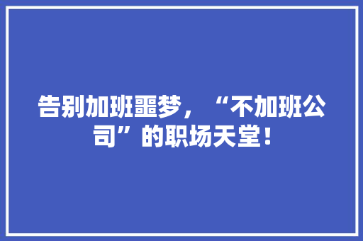 告别加班噩梦，“不加班公司”的职场天堂！ GoogleSEO