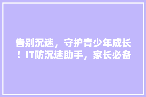 告别沉迷，守护青少年成长！IT防沉迷助手，家长必备神器 百度SEO