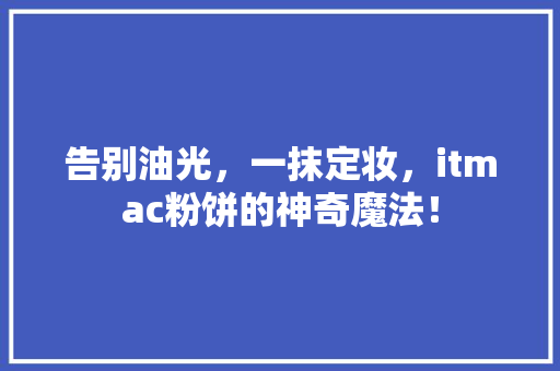 告别油光，一抹定妆，itmac粉饼的神奇魔法！ GoogleSEO