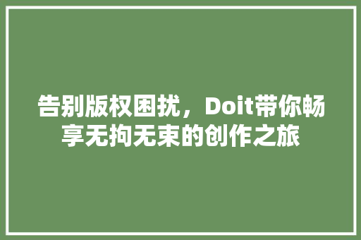 告别版权困扰，Doit带你畅享无拘无束的创作之旅 GoogleSEO