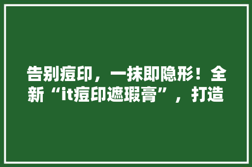 告别痘印，一抹即隐形！全新“it痘印遮瑕膏”，打造无瑕美肌神器！ 神马SEO