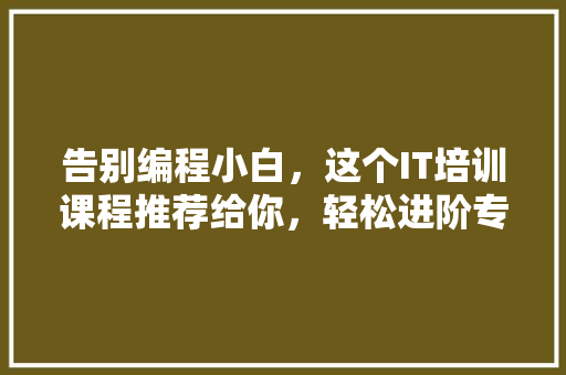 告别编程小白，这个IT培训课程推荐给你，轻松进阶专家！ 搜狗SEO