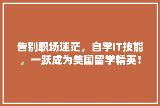 告别职场迷茫，自学IT技能，一跃成为美国留学精英！ 必应SEO