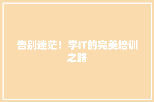 告别迷茫！学IT的完美培训之路 必应SEO