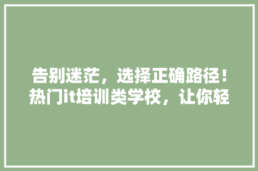 告别迷茫，选择正确路径！热门it培训类学校，让你轻松入行 必应SEO