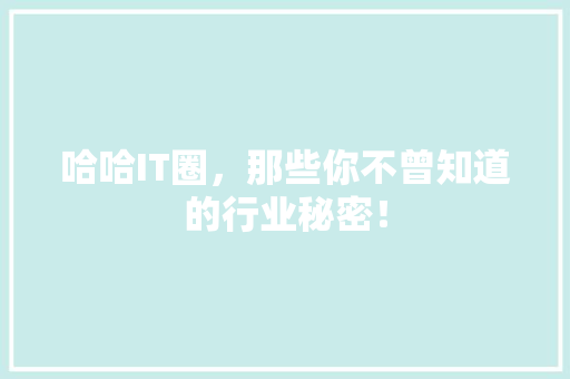 哈哈IT圈，那些你不曾知道的行业秘密！ 搜狗SEO