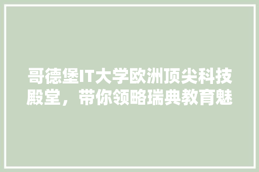 哥德堡IT大学欧洲顶尖科技殿堂，带你领略瑞典教育魅力！ GoogleSEO