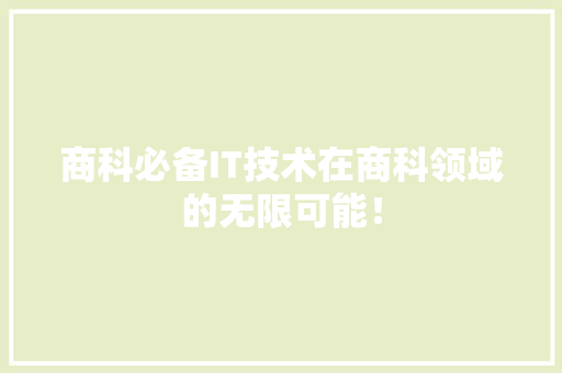 商科必备IT技术在商科领域的无限可能！ 百度SEO