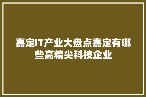 嘉定IT产业大盘点嘉定有哪些高精尖科技企业 必应SEO