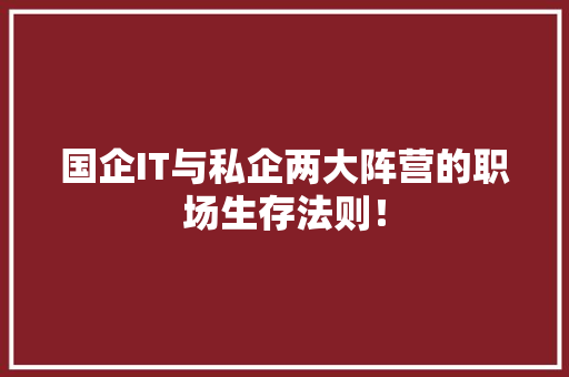 国企IT与私企两大阵营的职场生存法则！ 搜狗SEO