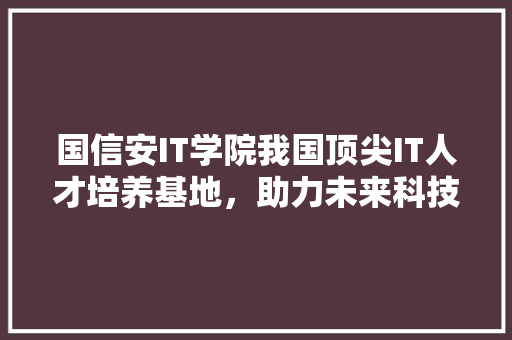 国信安IT学院我国顶尖IT人才培养基地，助力未来科技精英崛起！ 必应SEO