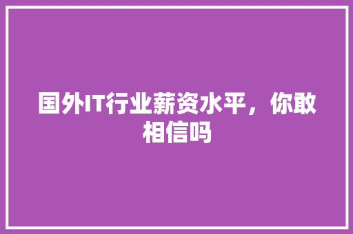 国外IT行业薪资水平，你敢相信吗 百度SEO