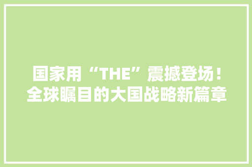 国家用“THE”震撼登场！全球瞩目的大国战略新篇章 GoogleSEO