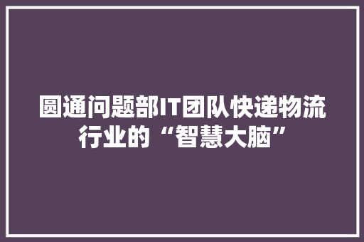 圆通问题部IT团队快递物流行业的“智慧大脑” 百度SEO
