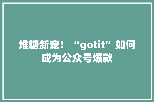 堆糖新宠！“gotit”如何成为公众号爆款 GoogleSEO