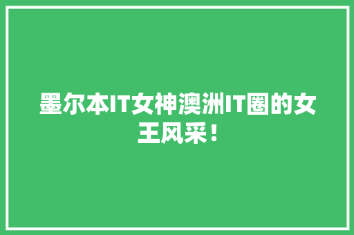 墨尔本IT女神澳洲IT圈的女王风采！ 必应SEO