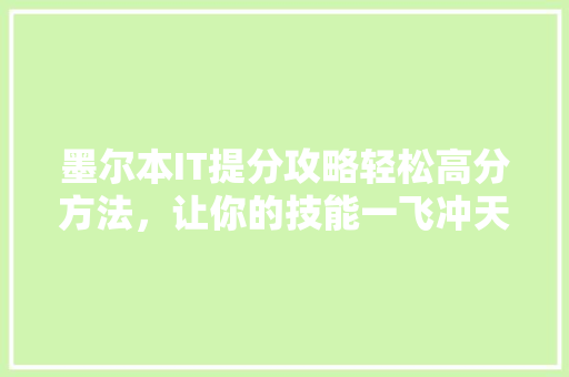 墨尔本IT提分攻略轻松高分方法，让你的技能一飞冲天！ 搜狗SEO
