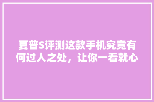 夏普S评测这款手机究竟有何过人之处，让你一看就心动 百度SEO