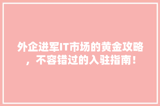外企进军IT市场的黄金攻略，不容错过的入驻指南！ 百度SEO
