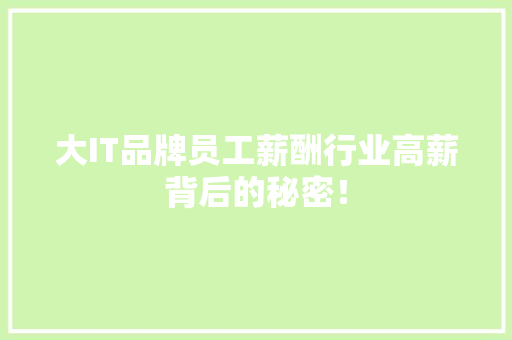 大IT品牌员工薪酬行业高薪背后的秘密！ 搜狗SEO