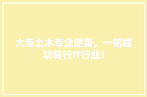 大专土木专业逆袭，一招成功转行IT行业！ 必应SEO