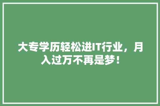 大专学历轻松进IT行业，月入过万不再是梦！ 神马SEO