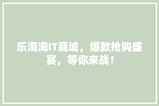 乐淘淘IT商城，爆款抢购盛宴，等你来战！ 必应SEO