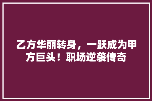 乙方华丽转身，一跃成为甲方巨头！职场逆袭传奇 GoogleSEO