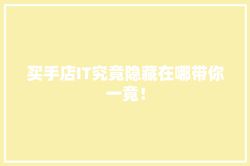 买手店IT究竟隐藏在哪带你一竟！ 百度SEO