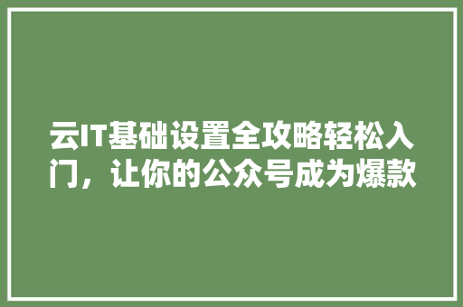 云IT基础设置全攻略轻松入门，让你的公众号成为爆款！ 百度SEO