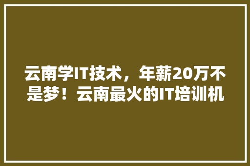 云南学IT技术，年薪20万不是梦！云南最火的IT培训机构！ 神马SEO