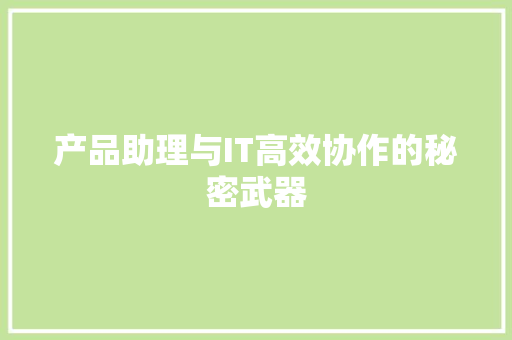 产品助理与IT高效协作的秘密武器 必应SEO