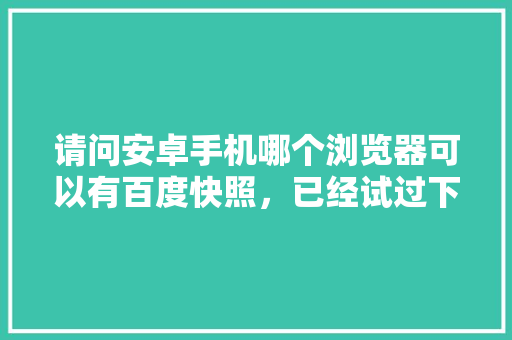 请问安卓手机哪个浏览器可以有百度快照，已经试过下载手机百度但是没有，谢谢「为什么百度快照不更新了」 请问安卓手机哪个浏览器可以有百度快照，已经试过下载手机百度但是没有，谢谢「为什么百度快照不更新了」 神马SEO